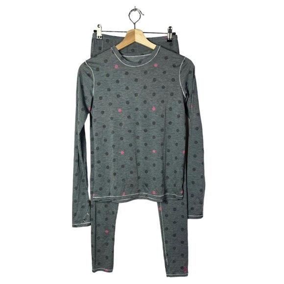Cuddl Duds Gray Polka Dot Long Sleeve Winter Pajama Set XL - Picture 1 of 5